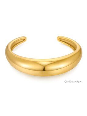 14K Gold Plated Cuff Bracelet for Women 7in Textured